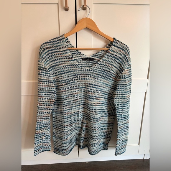 Peruvian Connection Knit Sweater Medium Colorful Geometric Pima Cotton - Picture 1 of 5